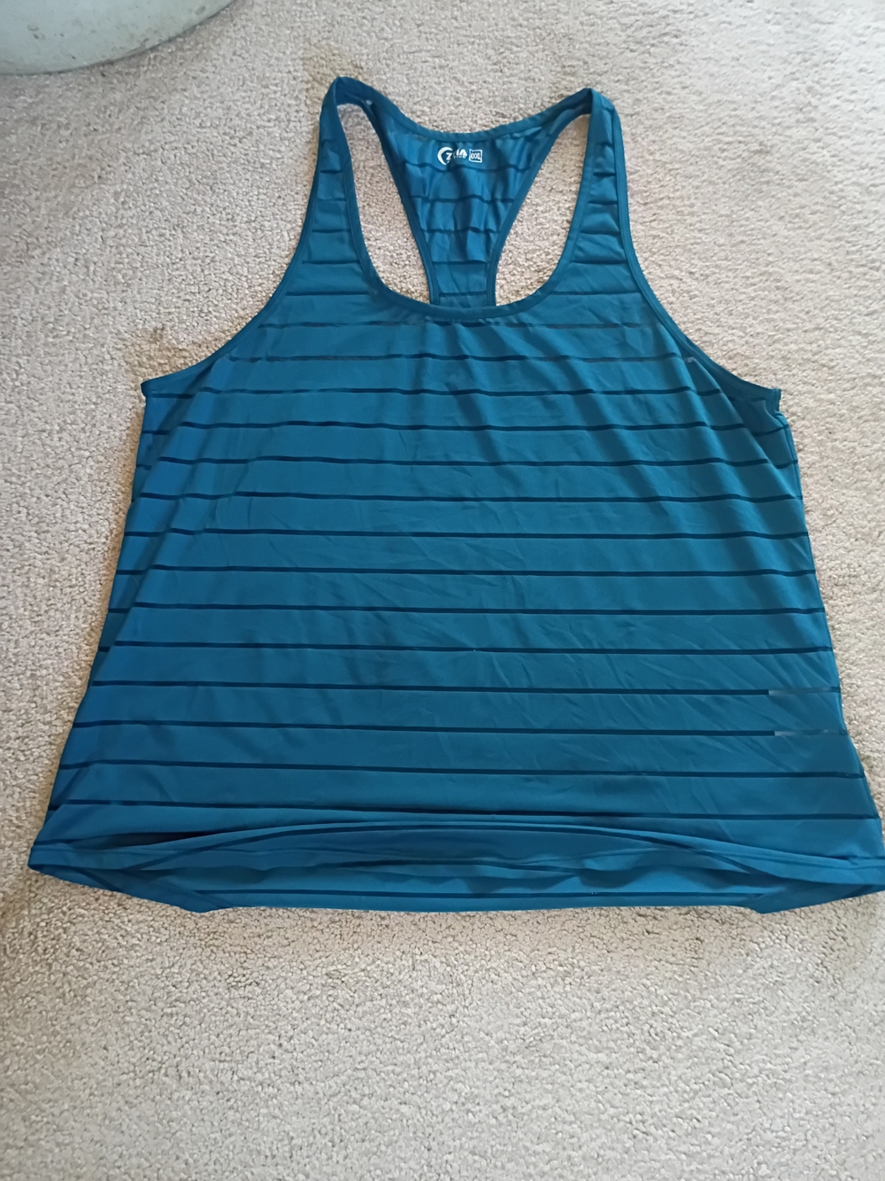 Striped Racerback Tank Top - Teal Blue